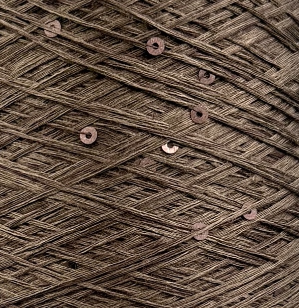 Art. Lino – 100 % Leinengarn mit Pailletten col. Braun 680 m / 100 g